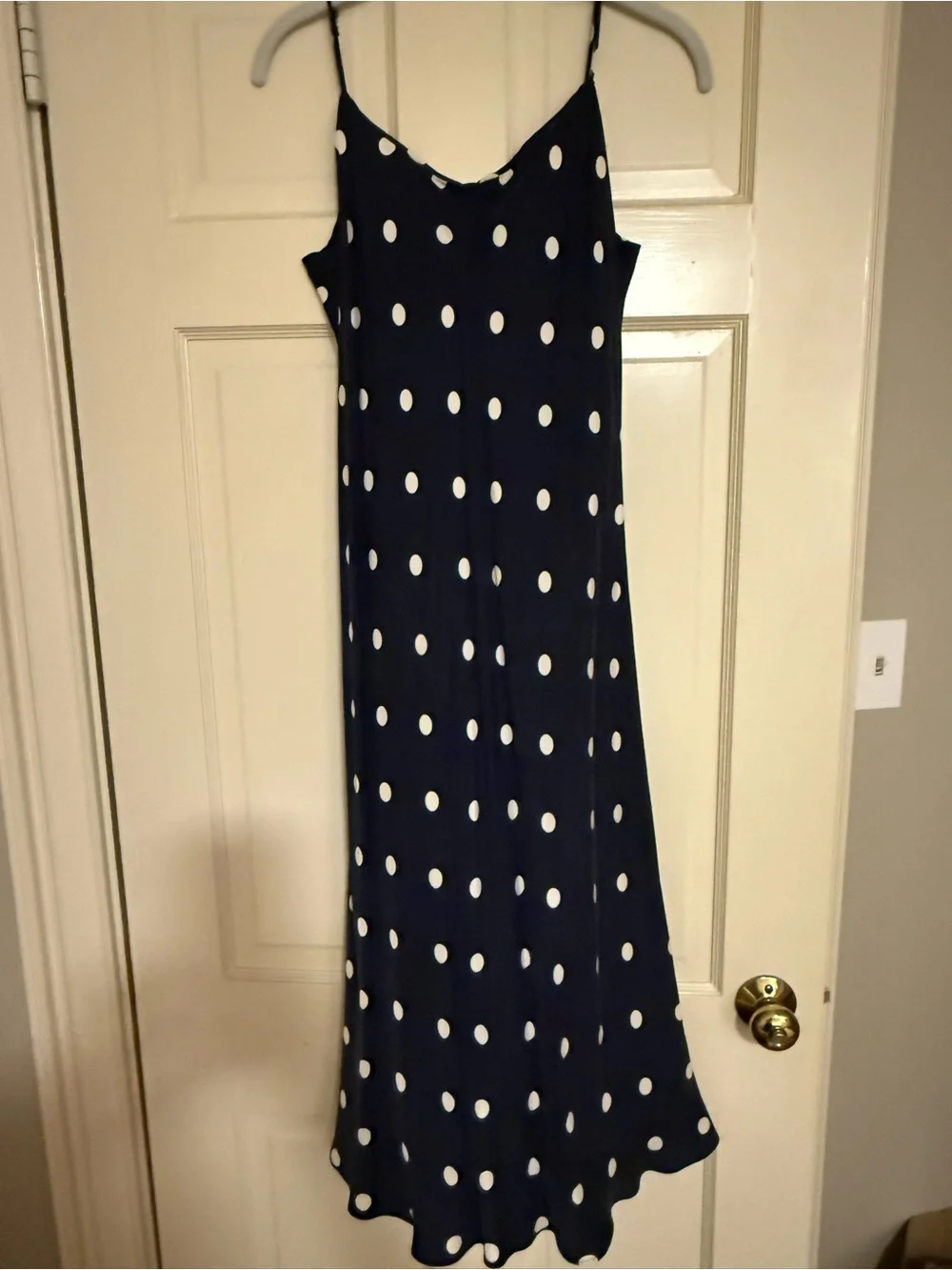 Jcrew Navy Polka Dot Slip Dress - White Dot Print
